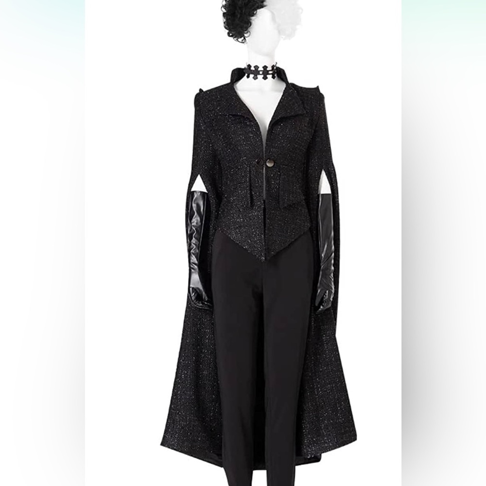 Cruella Deville Costume Black includes Jacket Wig Pants gloves choker